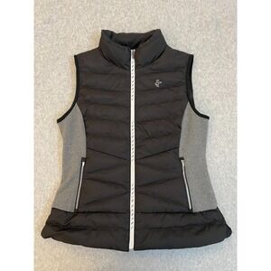 Louis Castel Down Puffer Vest Jacket Women's Medium 95 Black Golf Cozy Quilted